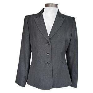 Tahari Black Single Breasted Blazer Jacket Size 8P Pickstitch